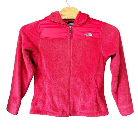 The North‎ Face Hot Pink Osito Fuzzy Fleece Hooded Jacket Womens M - Picture 1 of 4